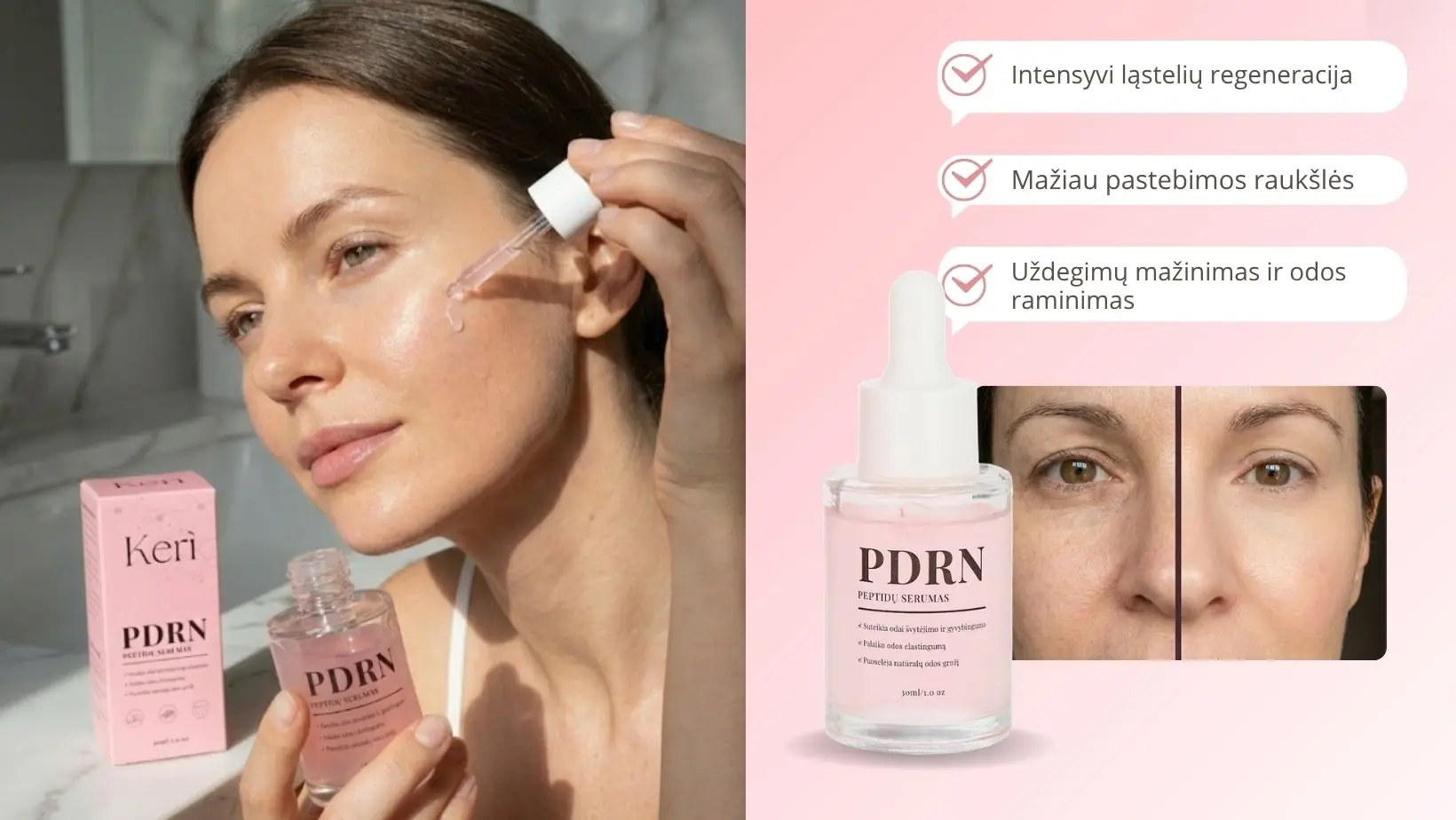 KERI PDRN peptidų serumas ir jo naudojimas